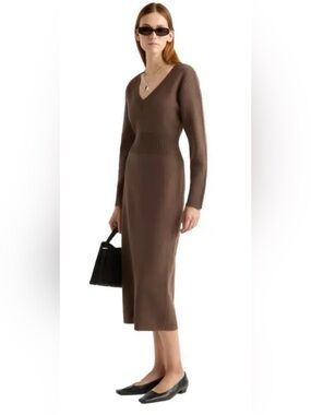 BEIGE MODERN CITIZEN V-Neck Sweater Dress,  Off-Shoulder Optional, sz XS ($168)